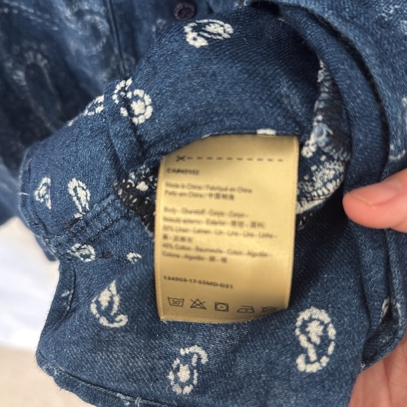 Men's Scotch & Soda Denim Short Sleeve Button Down Paisley Print Size Large - Picture 4 of 7